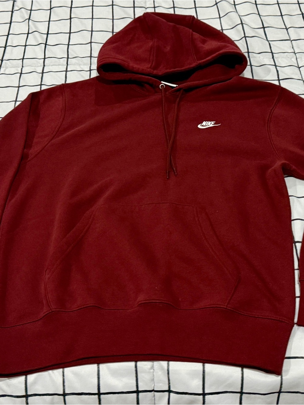 Nike Maroon Pullover Hoodie with Small White Swoosh